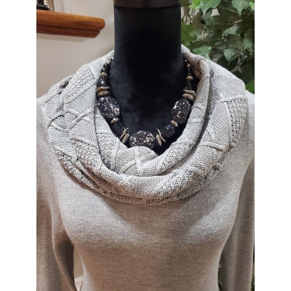 Venus Women's Gray Cowl Neck Long Raglan Sleeve Casual Knee Length Dress Small - Picture 2 of 13